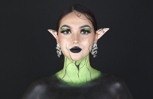 Maquillaje de fantasía FX reptil mágico, trabajo alumna curso Maquillaje Profesional e Imagen